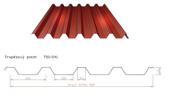 LINDAB Trapézový plech T50 Pozink 0,6 mm