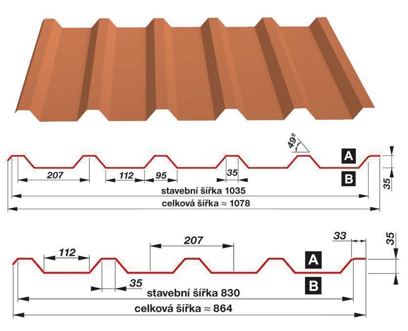 SATJAM Trapézové plechy SAT35 tl.0,63mm 207/1035 AluZn