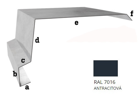 BLIX Závětrná lišta horní r.š. 333 Hliník tl. 0,6 mm RAL 7016 černá antracit