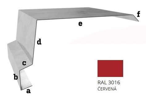 BLIX Závětrná lišta horní r.š. 250 Hliník tl. 0,6 mm RAL 3016 červená