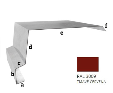 BLIX Závětrná lišta hor. r.š. 312,5 Pozink tl. 0,5 mm RAL 3009 Tmavě červená