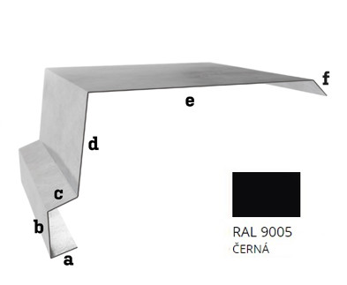 BLIX Závětrná lišta horní r.š. 416 Pozink tl. 0,5 mm RAL 9005 Černa