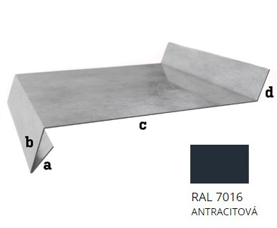 BLIX Parapet r.š. 150 Pozink tl. 0,5 mm RAL 7016 černá antracit