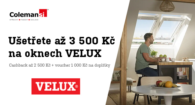 Ušetřete až 3 500 Kč na oknech VELUX