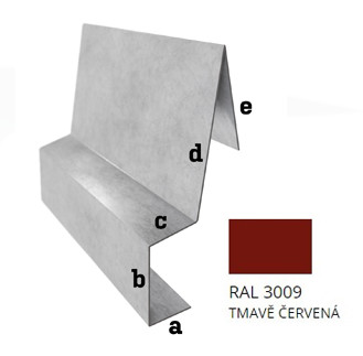 Pozink tl. 0,5 mm - Závětrná lišta záv. r.š. 312,5 - RAL 3009 Tmavě červená
