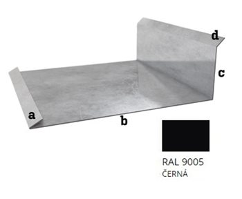 Pozink tl. 0,5 mm - Lemování boční r.š. 312,5 - RAL 9005 Černa