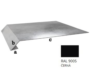 Pozink tl. 0,5 mm - Okapní plech r.š. 178,5 pod fólii - RAL 9005 Černa
