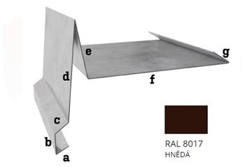 Hliník tl. 0,6 mm - Závětrná lišta spod r.š. 333 - RAL 8017 Hnědá