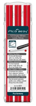 Značkovače - PICA BIG Dry náhradní tuhy hran. (červené) - Červená
