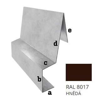 Pozink tl. 0,5 mm - Závětrná lišta záv. r.š. 312,5 - RAL 8017 Hnědá