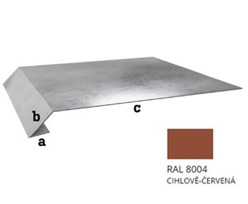 Pozink tl. 0,5 mm - Okapní plech r.š. 250 - RAL 8004 cihlově červená