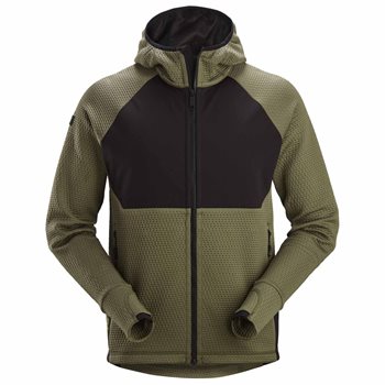 SNICKERS - Mikiny,košile,trika - Mikina FlexiWork Active Comfort s kapucí KHAKI/ČERNÁ - L