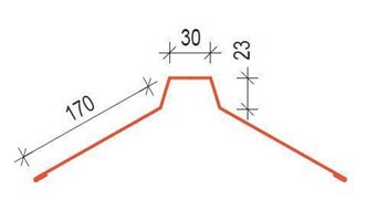 Klempířské doplňky PE25 - HRT170 hřebenáč rovný - RAL 8004 cihlově červená