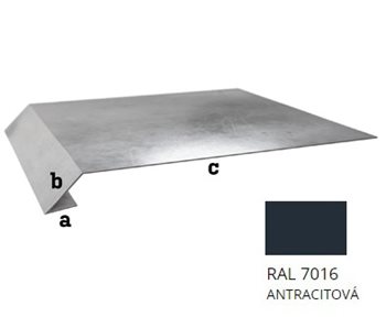 Pozink tl. 0,5 mm - Okapní plech r.š. 178,5 pod fólii - RAL 7016 černá antracit