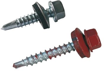 Spojovací vruty lakované - SDT samovr.šrouby-dřevo 4,8x35 - RAL 8004 cihlově červená