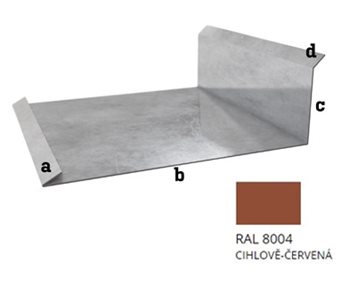 Pozink tl. 0,5 mm - Lemování boční r.š. 312,5 - RAL 8004 cihlově červená