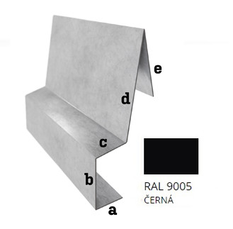 Pozink tl. 0,5 mm - Závětrná lišta záv. r.š. 312,5 - RAL 9005 Černa
