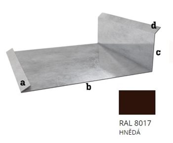 Pozink tl. 0,5 mm - Lemování boční r.š. 312,5 - RAL 8017 Hnědá