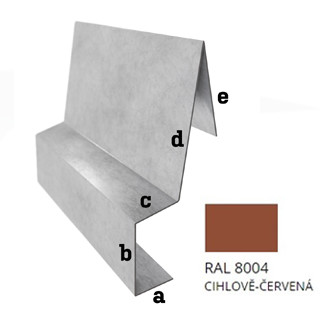 Pozink tl. 0,5 mm - Závětrná lišta záv. r.š. 312,5 - RAL 8004 cihlově červená