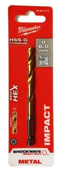 Vrtáky do kovu - RED HEX HSS-G TiN Ø 6 mm - 1 ks