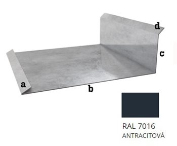 Pozink tl. 0,5 mm - Lemování boční r.š. 312,5 - RAL 7016 černá antracit